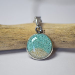 Sand Necklace Statement Necklace Sand jewelry Stainless steel Pendant Necklace Resin jewelry Beach Sand Necklace Beach Lovers Gift
