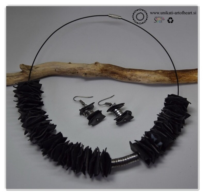 Black Inner Tube Jewelry Set Recycled Bicycle Jewelry Etsy