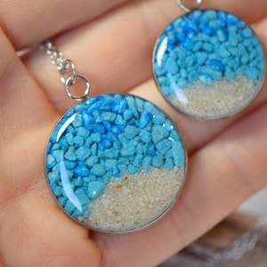 Sand Necklace, Statement Necklace, Sand jewelry, Stainless steel, Pendant Necklace, Resin jewelry, Beach Sand Necklace, Beach Lovers Gift