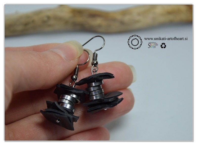 Black Inner Tube Jewelry Set Recycled Bicycle Jewelry Etsy