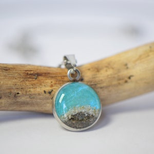 Sand Necklace Statement Necklace Sand jewelry Stainless steel Pendant Necklace Resin jewelry Beach Sand Necklace Beach Lovers Gift