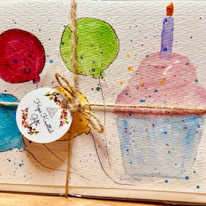 Original Hand Painted Water Color Blank Greeting Cards 5x7 set of 6