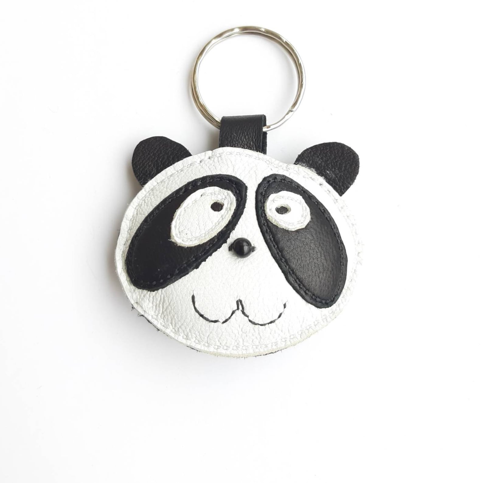 Cute Animal Panda Key Ring in Black and White Leather Panda Etsy UK