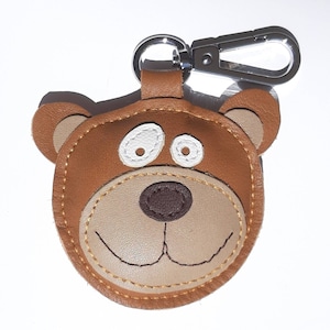Funny leather teddy bear keychain!