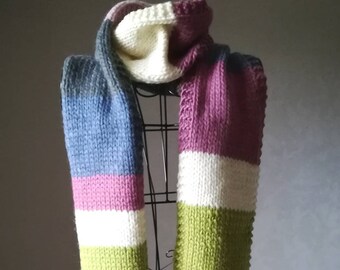 Winter scarf Maxi scarf Rainbow scarf pastel scarf stripes women scarf Knitted long scarf handknit cowl multicolor pink scarf wool Lilith