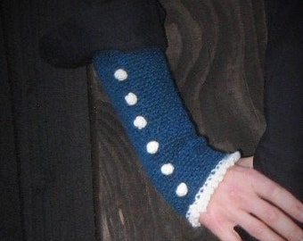 Victorian Wrist Arm Warmers chaud alpaga alpaga alpaca mitens tricoté crochet gants sans doigts mitaines gothiques bleu mitaines steampunk Lilith