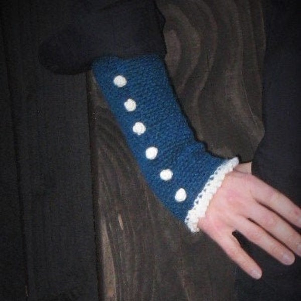 Victorian Wrist Arm Warmers warm wool alpaga alpaca mittens knitted crochet fingerless gloves petrol blue gothic mitaines steampunk Lilith