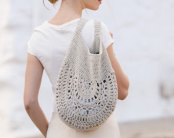 Beach bag Linen bag summer bag linen handbag women bag filet bag boho handbag shoulder bag summer handbag beige flax cotton Lilith Creation