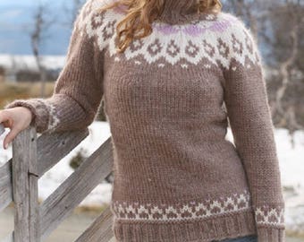 Nordic knitwear Woman sweater fair isle sweater fair isle jumper handknit sweater jacquard pullover turtle neck sweater Lilith