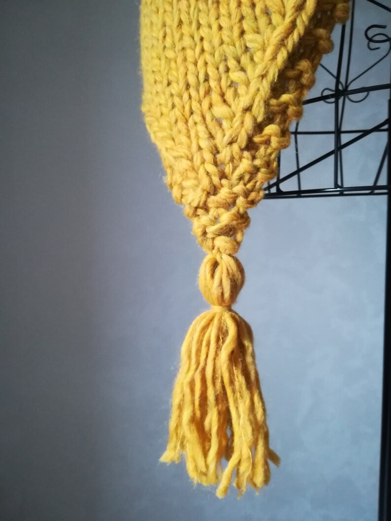 Mustard Scarf With Tassels KNITTING PATTERN Maxi Scarf Yellow Etsy