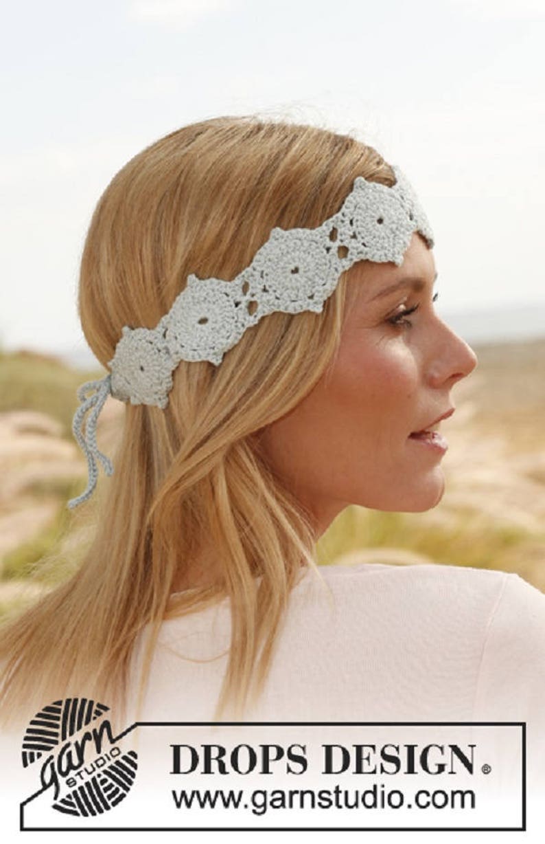 Headband Lace crochet boho headband flower handband blue headband black headband pink headband summer headband MANY COLORS Drops Lilith image 1