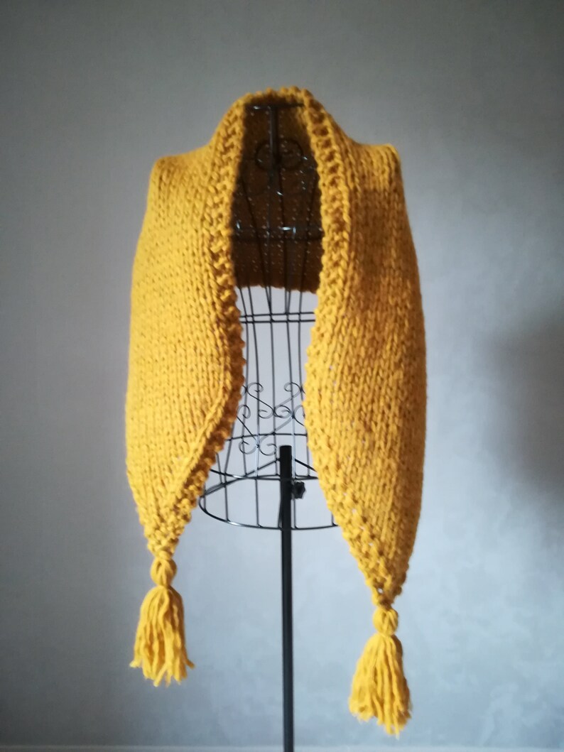 Mustard Scarf With Tassels KNITTING PATTERN Maxi Scarf Yellow Etsy