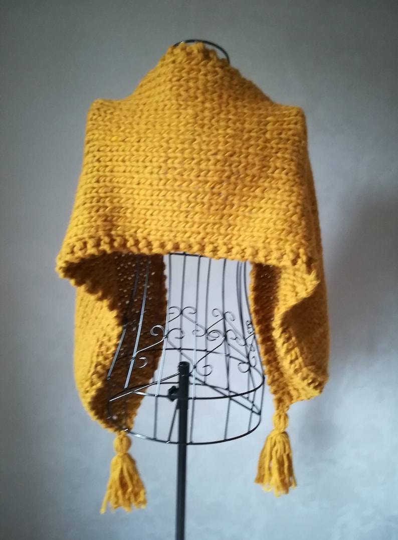 Mustard Scarf With Tassels KNITTING PATTERN Maxi Scarf Yellow Etsy