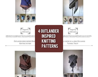 Outlander Schal 4 MUSTER Claire Schal Strickmuster Outlander inspiriert Schal TUTORIEL sontag fiche tricot wolle Alpaka mittelalterliche Lilith