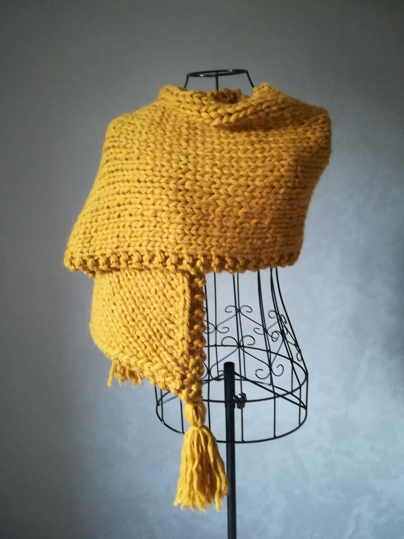 Mustard Scarf With Tassels KNITTING PATTERN Maxi Scarf Yellow Etsy