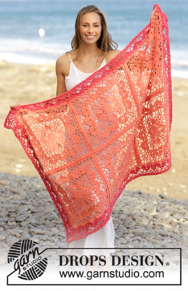 Crochet Couverture d'été Jet Tricotée Crochet Wrap Afghan Carré Tapis Dentelle Au Doudou Boho Goutte