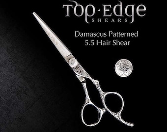 Handmade Damascus Patterned Hair Shears: VG 10 Steel, 5 1/2 inch