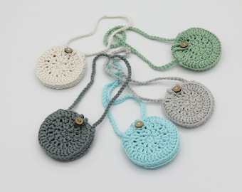 Crocheted Round Bag Boho Handbag Fabric Bag Handmade Bag for Doll