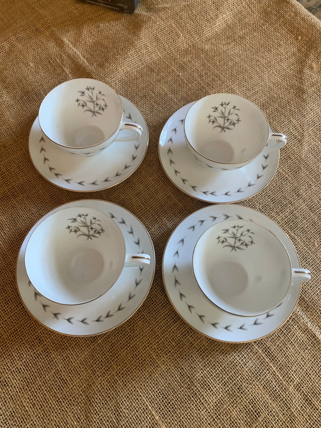 Jyoto Fine China Cup and Saucers Set of 4 Etsy