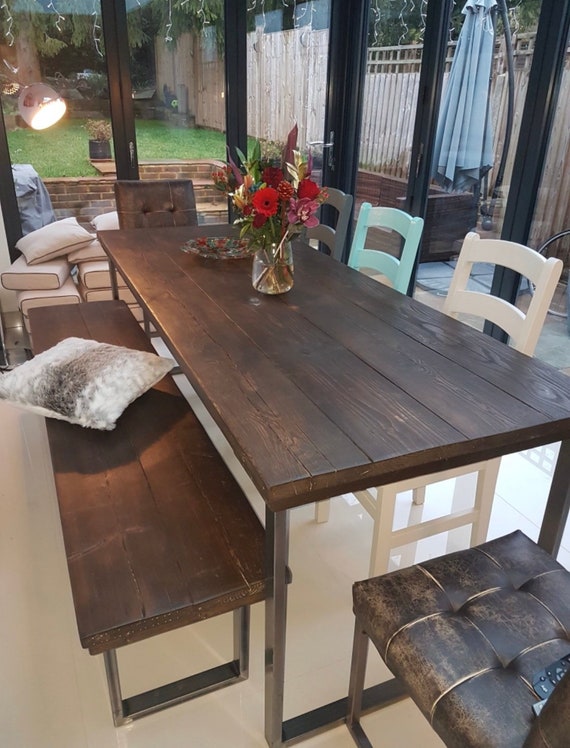 Industrial Dining Table Reclaimed Wood Reclaimed Scaffold Etsy