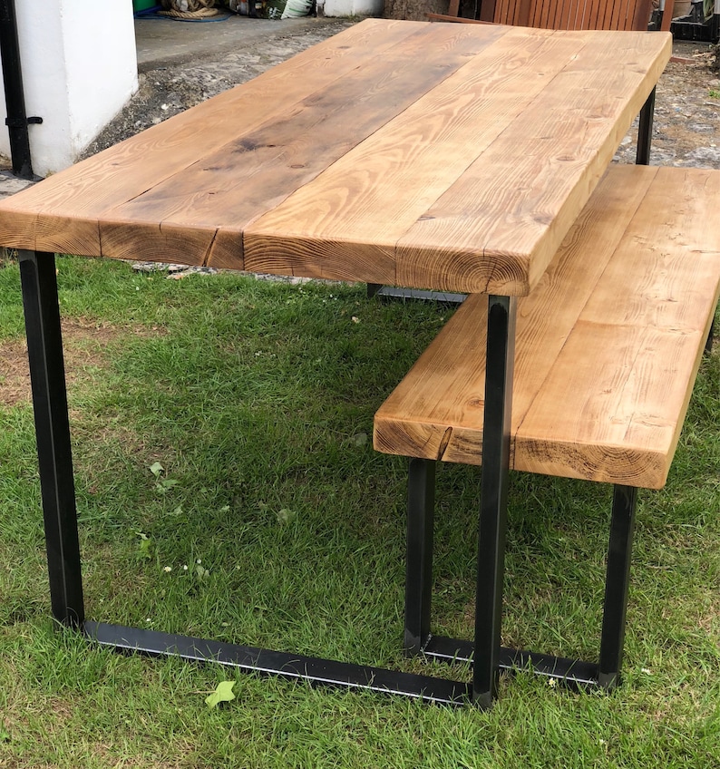 Industrial Dining Table Reclaimed Wood Joist Table Scaffold Etsy UK