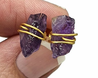 Raw Amethyst Studs, 14K Gold Electroplated, Sterling Silver, February Birthstone, Rough Amethyst Earrings, Protection Stone, Spiritual Stone