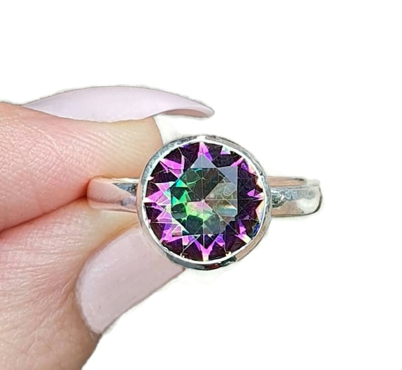Mystic Topaz Round Faceted Stud Sterling Silver Earrings- 4 Sizes Available Mystic Topaz Round Faceted Stud Sterling Silver Earrings- 4 Sizes Available