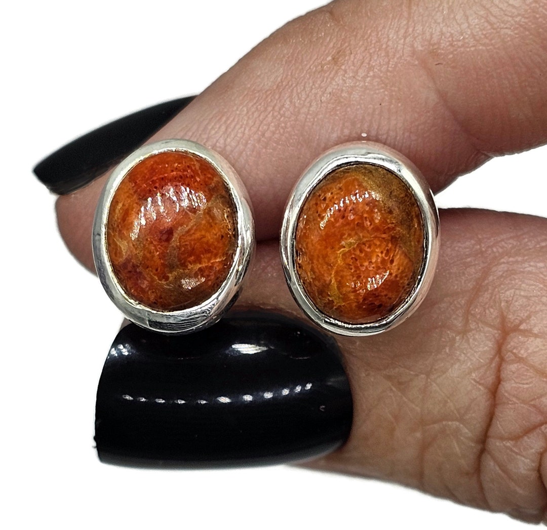 Orecchini Corallo tondo in Argento 925 – Cavaliere Gioielli