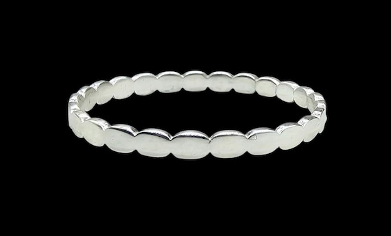 Sculptured Sterling Silver Band Ring, Scalloped Stacking Wedding Band, Unisex Design