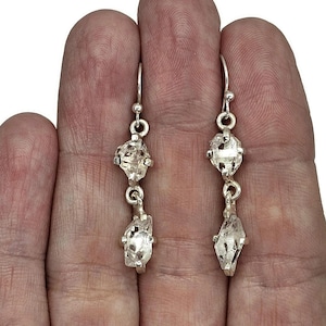 Herkimer Diamond Earrings, April Birthstone, Sterling Silver, Rough Gemstones, Spiritual Energy, Stone of Attunement, Raw Herkimer Diamonds