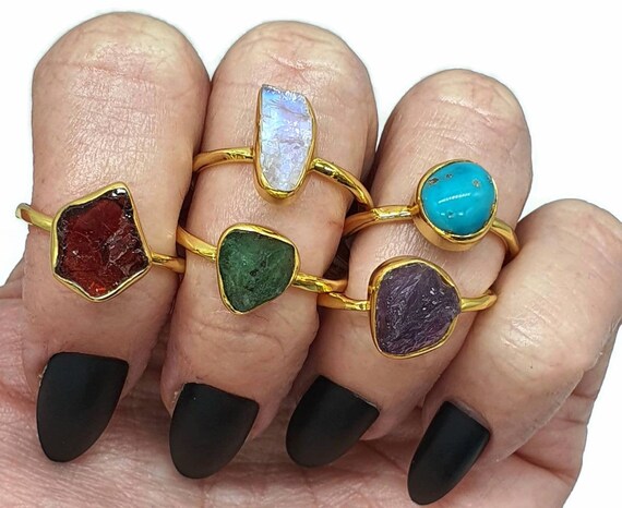 Etsy raw hotsell gemstone rings