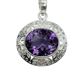 Amethyst Anhänger, 6. Hochzeitstag, Sterling Silber, Februar Birthstone, lila Edelstein, kraftvoller Stein, Schutzstein