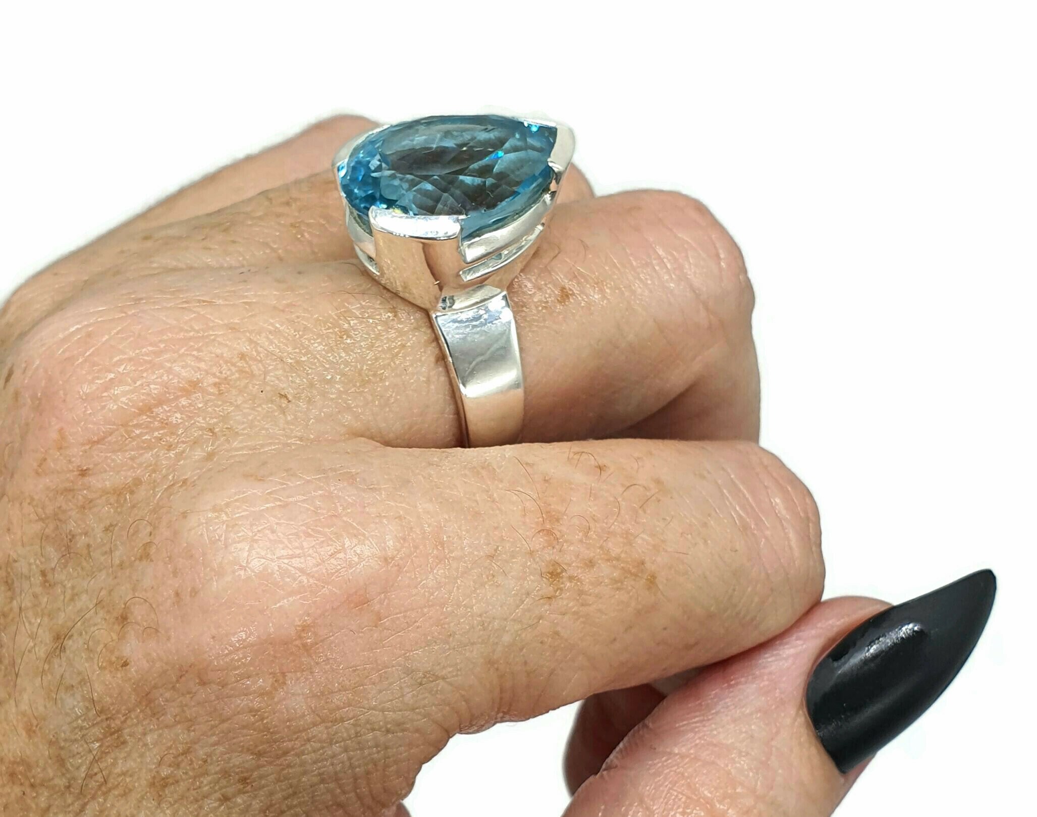 Ring Beh. London Blautopas Mindestens 1,10ct Rundschliff Platin 950
