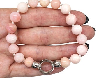 Pink Opal Bracelet, Sterling Silver, 22 cm, Peruvian Opal, Centring / calming Gem, Releases Worry, Fear & Anxiety, Powerful Healing Gemstone