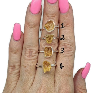 Raw Citrine Ring, Sterling Silver, Size 7, 8, 9 or 10, November Birthstone, Rough Gemstone, Happiness Gem, Success Stone, Wealth Stone