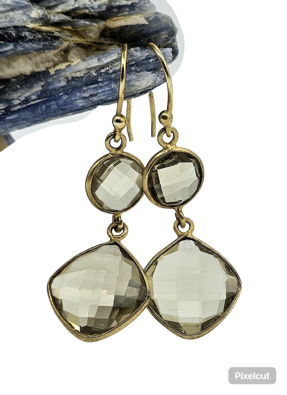 Lemon Quartz Earrings, Gold Plated Sterling Silver, Joy