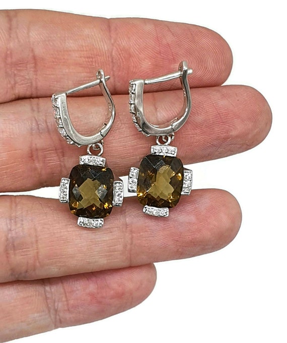 Orecchini Pendenti Argento 925 Con Zirconi E Citrino – Pietra Nascita Novembre