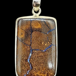 Rectangle Boulder Opal Pendant, Solid Australian Opal, Sterling Silver, October Birthstone, Precious Stone