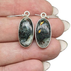 Bronze Astrophyllite Earrings, Sterling Silver, Long Oval Shaped, Astral Travel Gemstone, Activates Chakras, Stone of Growth, Motivational