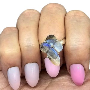 Boulder Opal Ring in a floral design, Size O 1/2, Solid Opal, Australian Opal, Sterling Silver, October Birthstone, Precious Gemstone