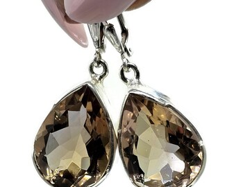 Pear Ametrine Earrings, Sterling Silver, Stone of Balance