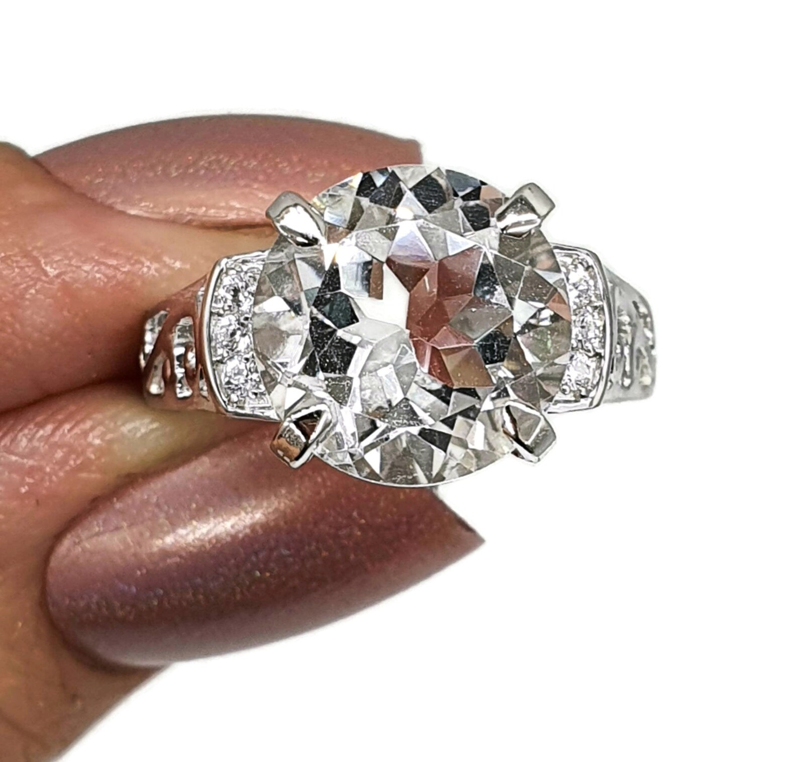 Clear Quartz Ring 925 Sterling Silver Size 8 Genuine Clear Etsy