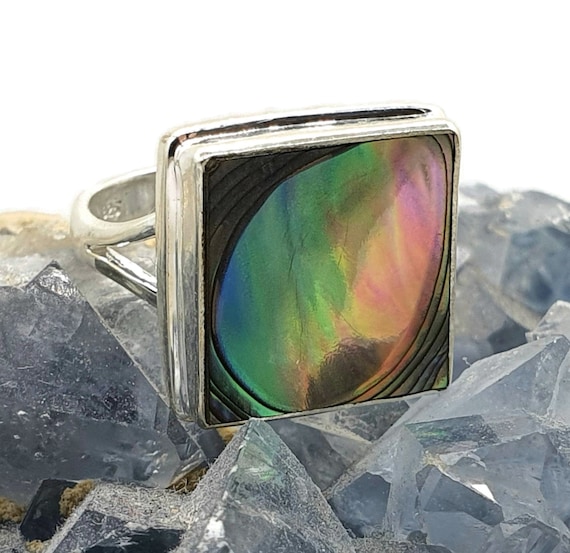 Paua shell rings sterling silver deals