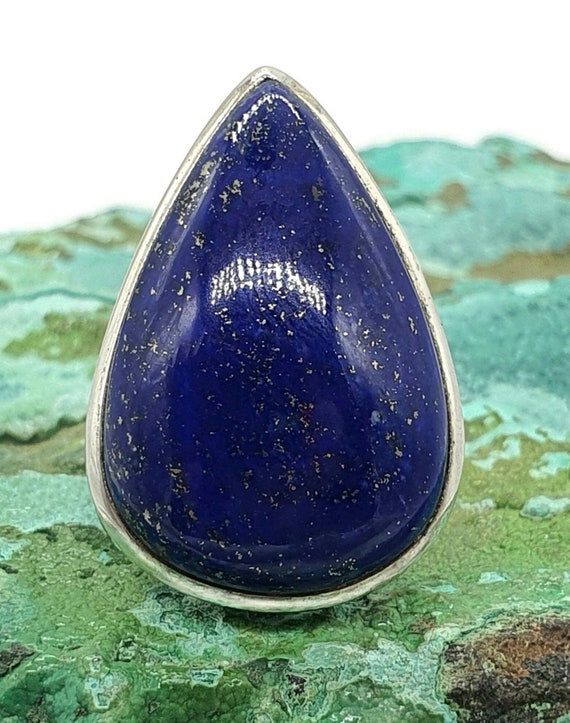 Anello Argentato Con Topazio Blu Svizzero – Forma A Goccia – Regolabile – Luckyshine