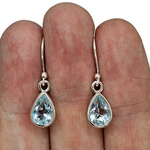 Pear Blue Topaz Earrings, Sterling Silver, 7 carats, December Birthstone, Gemstone of love & good fortune, Abundance Stone, Joy Gemstone
