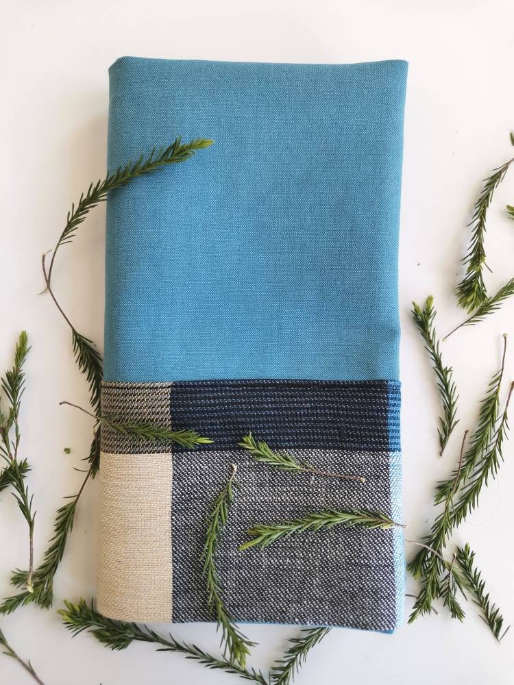 Torchon de Cuisine, Torchon Lin , Fait Main, Turquoise Foncé, Essuie French Tea Towel, Dishcloth, Ha