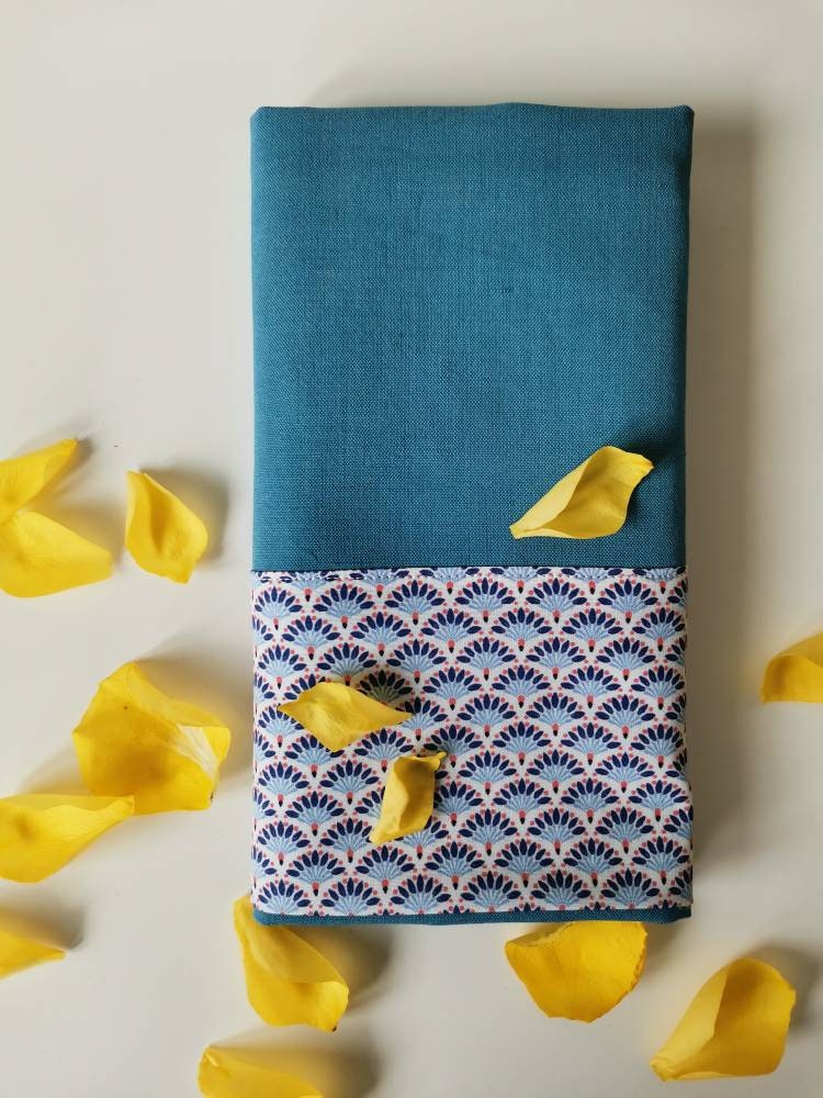Torchon de Cuisine, Torchon Lin , Fait Main, Turquoise Foncé, Essuie French Tea Towel, Dishcloth, Ha