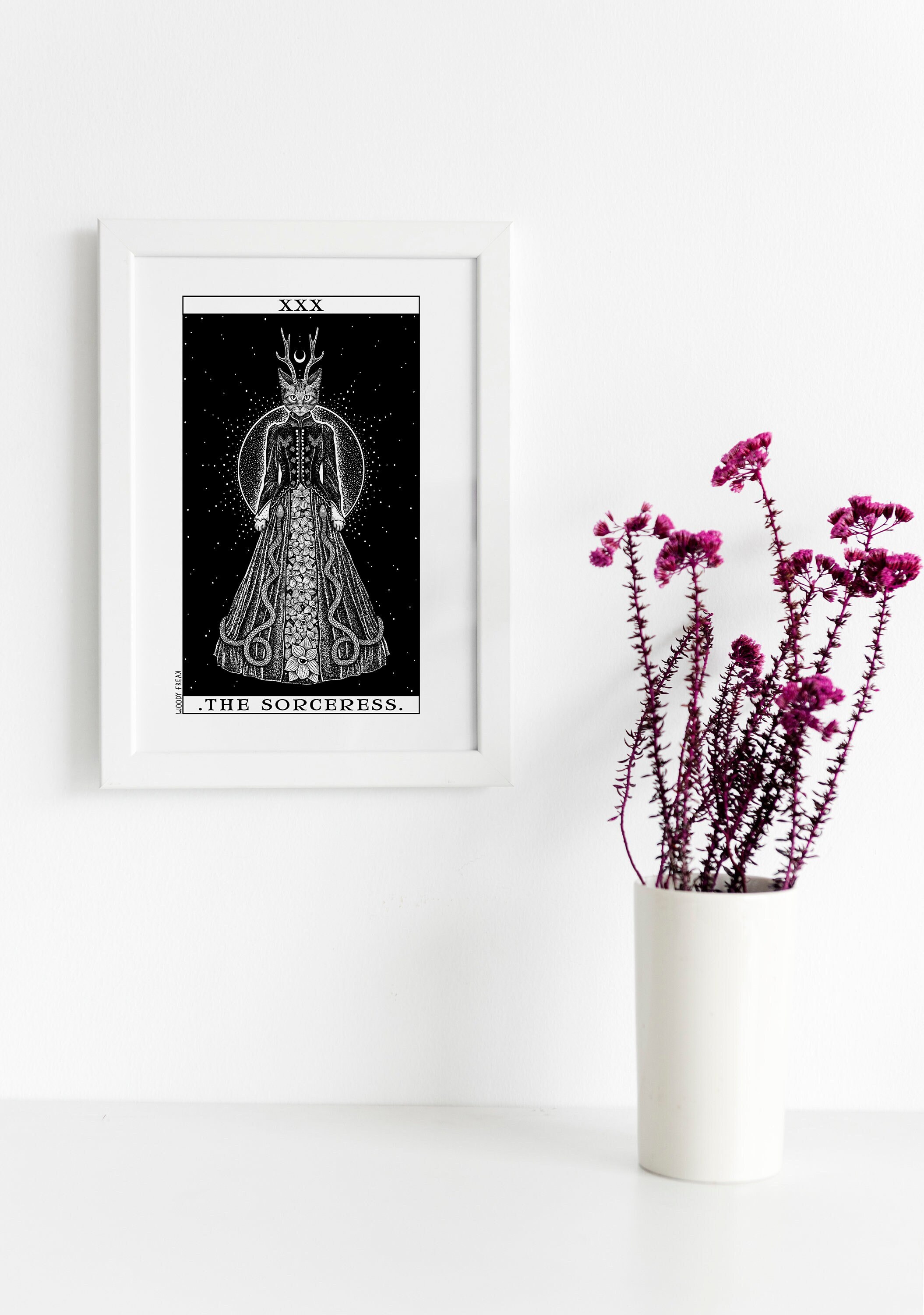 Affiche de Chat Sorcière Ensorceleuse A3 Dans Le Tarot