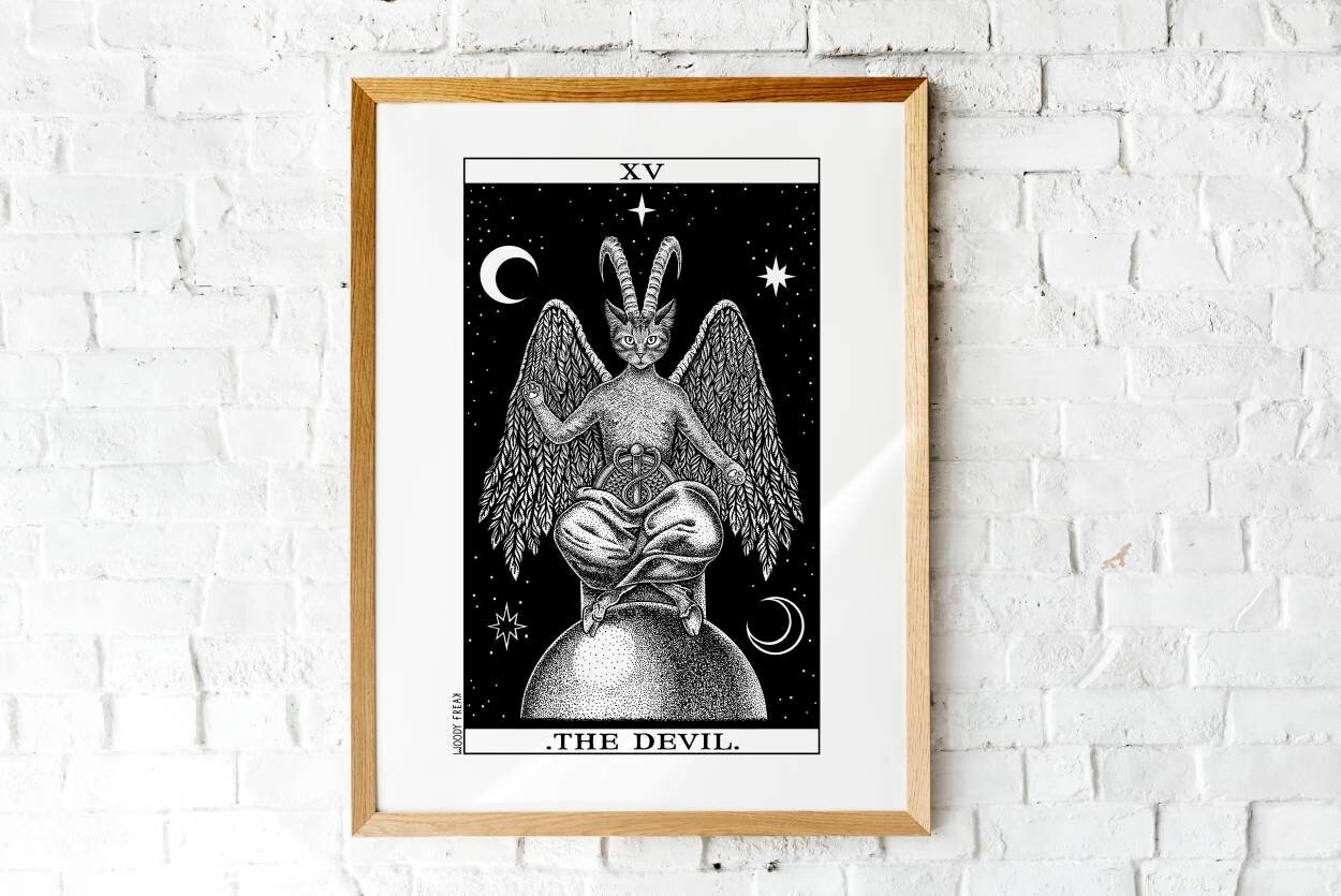 Illustration de Tarot Diable Chat en Édition Limitée