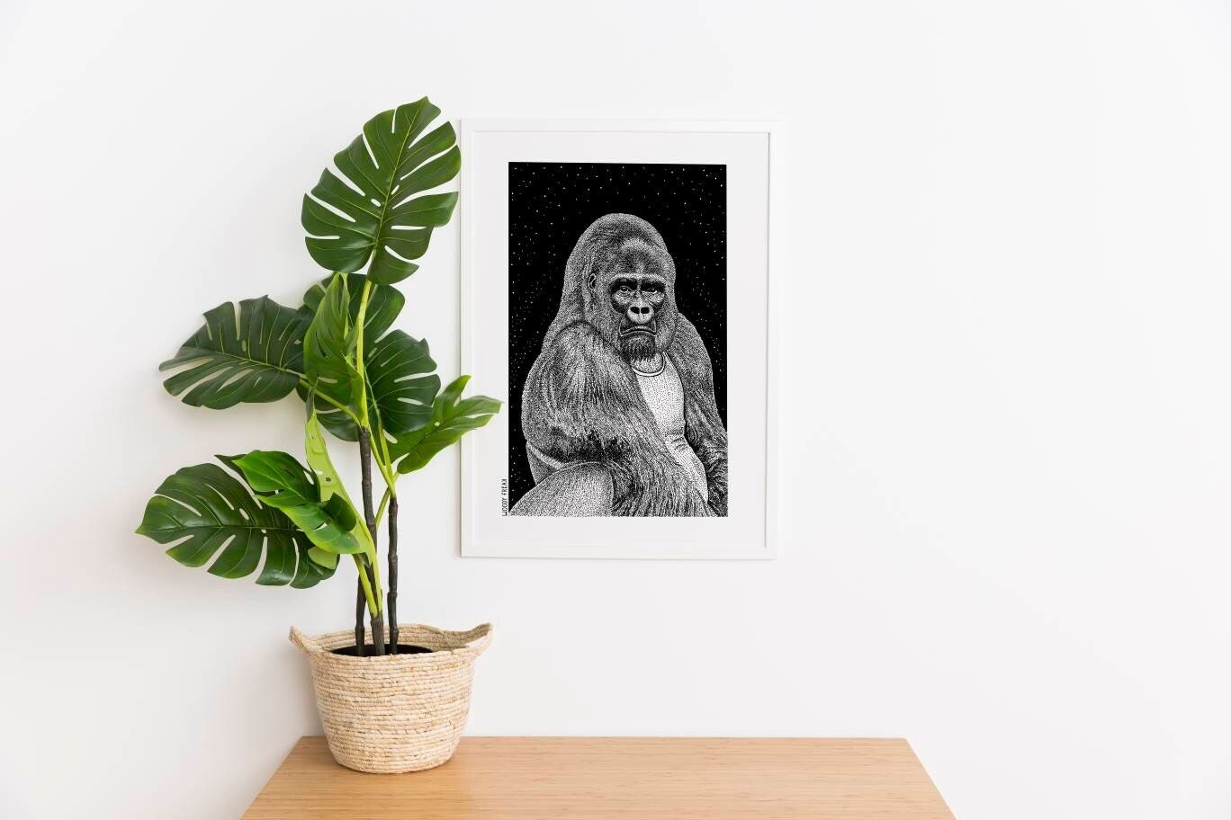 Poster A3 en Édition Limitée de Singe Gorille